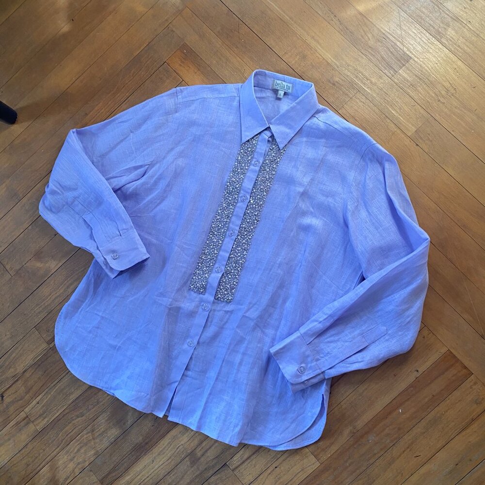 Bella Tu Gorsuch Linen Beaded Blouse - Picture 5 of 8
